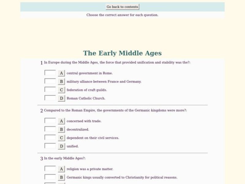 Quiz 1 the early middle ages