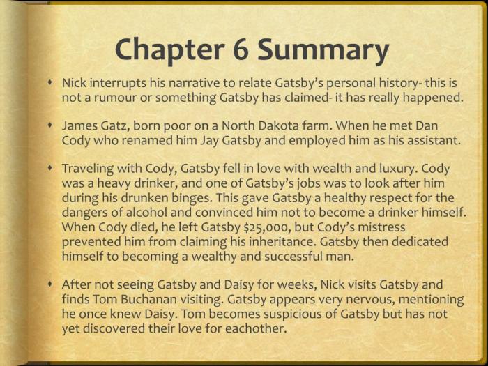 Chapter 6 questions the great gatsby