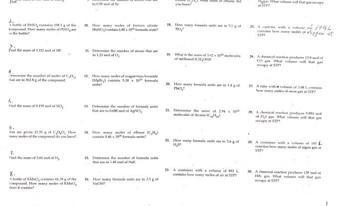 Molar conversions color by number answer key