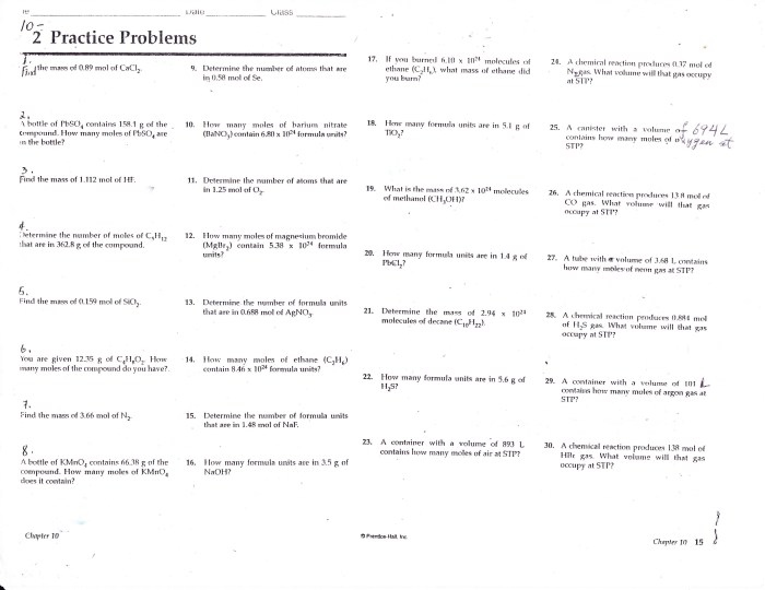 Molar conversions color by number answer key